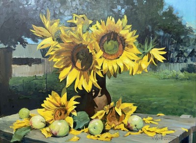 Apples and sunflowers