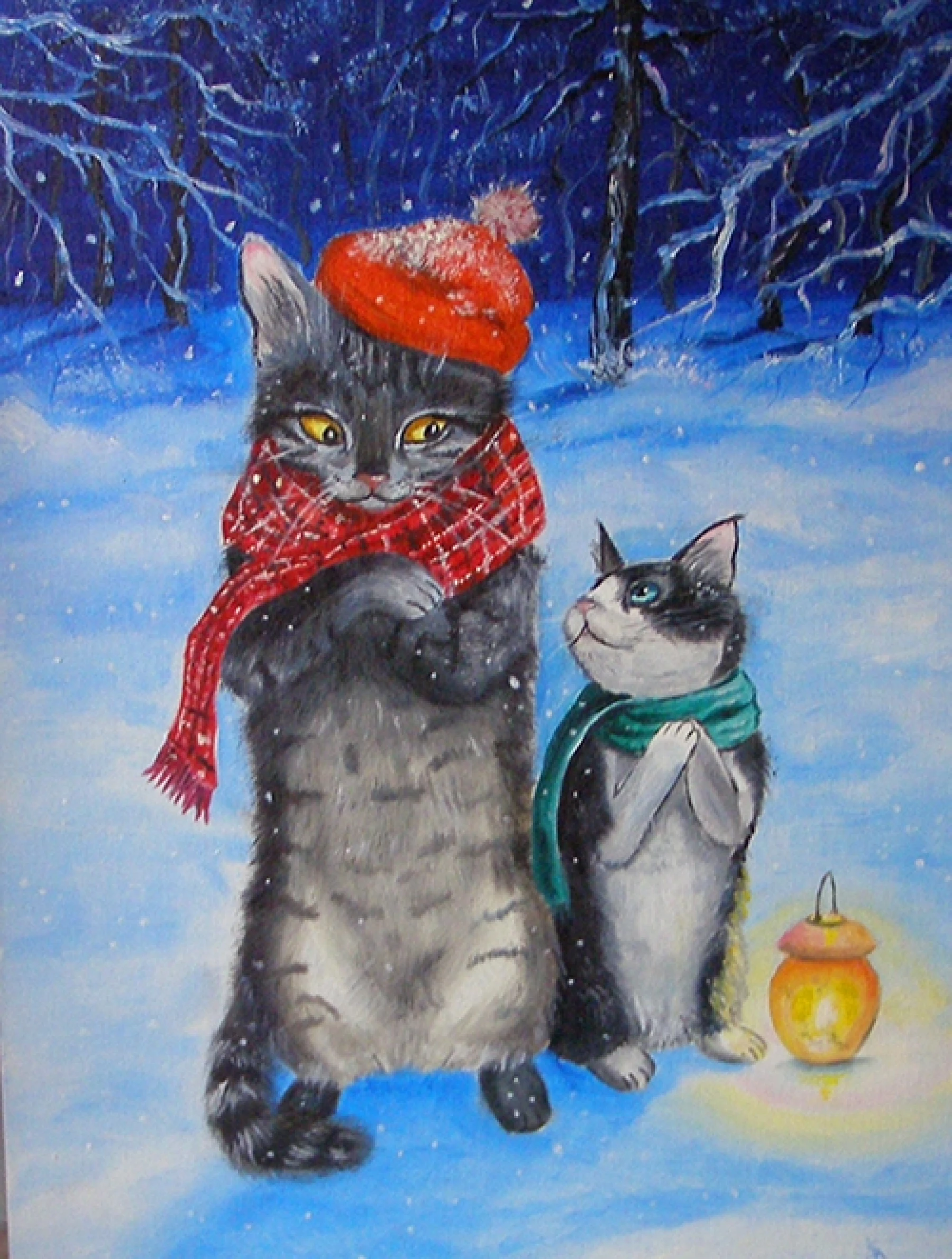Кот зимой иллюстрации
