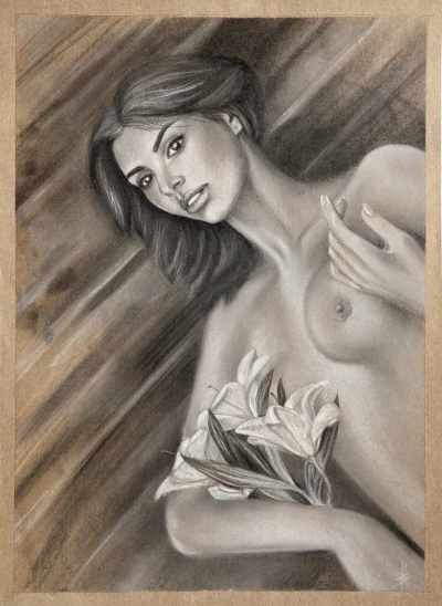 Nude women with flowers 