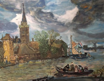 Річковий пейзаж з церквою і селянським двором. Варіація на тему Гойен, Ян ван