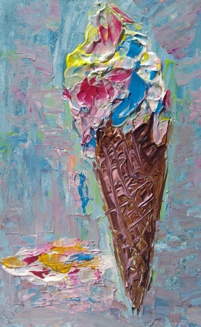 Rainbow ice cream cone art