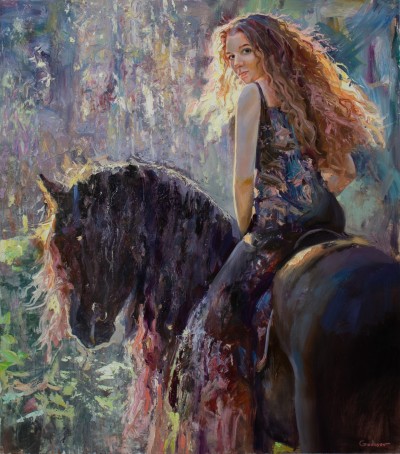 On horseback 
