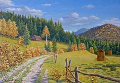 The road to the autumn carpathians