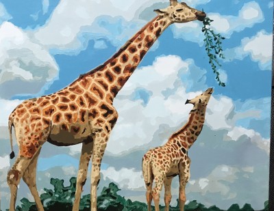 Giraffe and little giraffe
