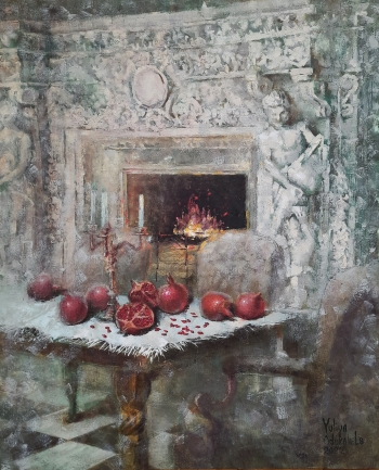Pomegranate in the white room 