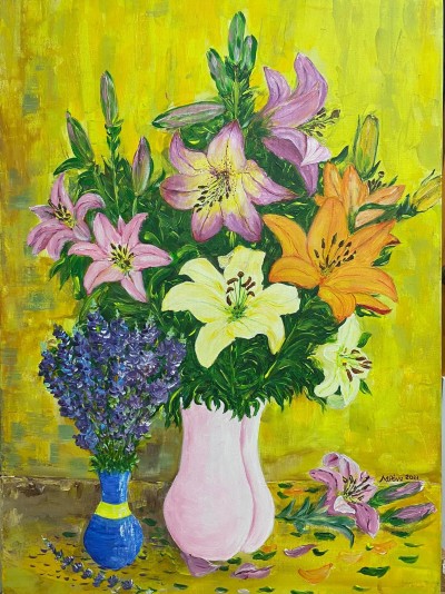 Lilies with lavender
