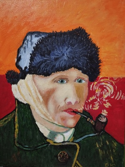 Ван Гог Вінс. Автопортрет з обрізаним вухом та трубкою