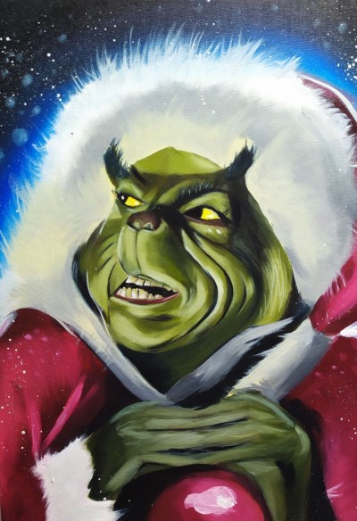 Grinch with oil paints