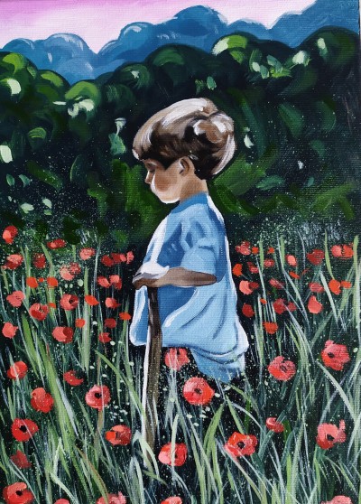 A boy in poppies