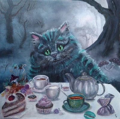 Cheshire Cat. Tea party