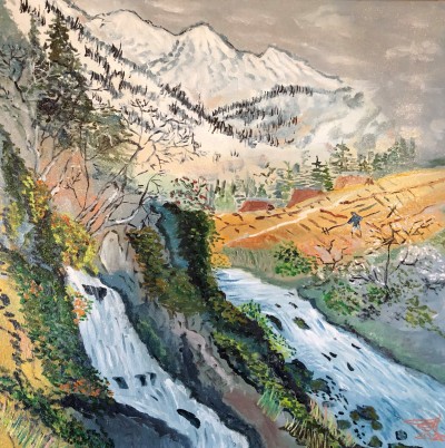 Гірський пейзаж з річкою на тему Кеукей Кодзіма