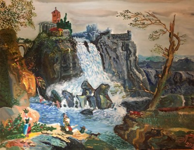 Tivoli Waterfall. Variation on the theme of Hubert Robert.