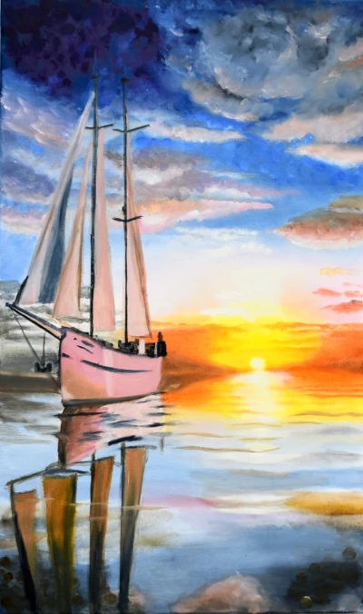 Яхта на закате солнца