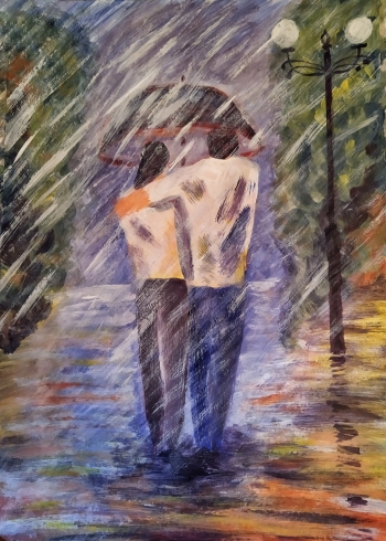 Two under an umbrella