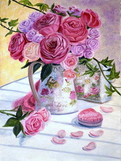 Натюрморт з букетом троянд