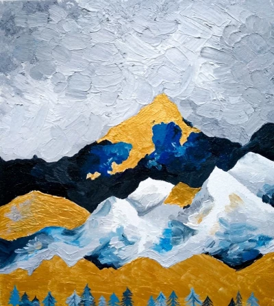 Oil painting mountain landscape