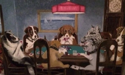 Собаки играют в покер 