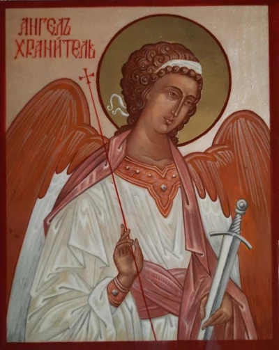 Икона Ангел Хранитель темпера на левкасе