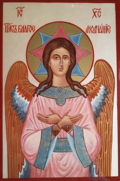 Icon of the Savior Good Silence tempera on levkas SILVER