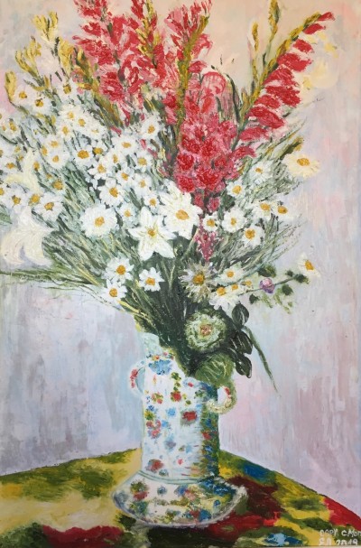 Copy of Claude Monet - Bouquet of gladioli, lilies and daisies