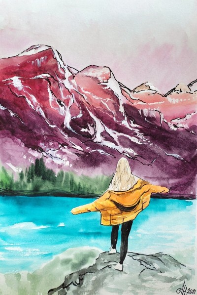 Girl in the mountains