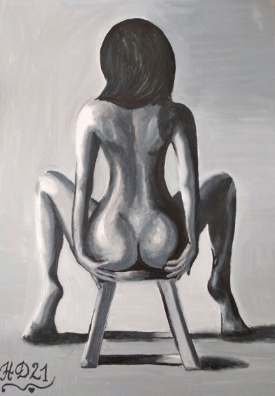Girl on a stool