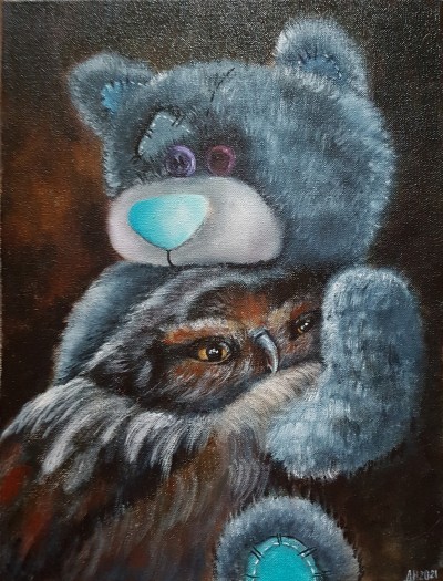 Teddy bear and owl 
