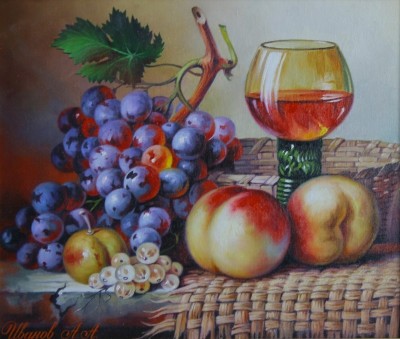 Виноград с персиками