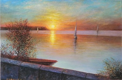 Захід сонця на річці
