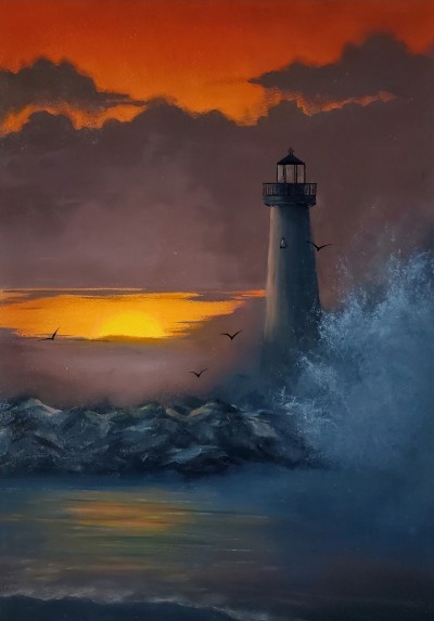 A lighthouse in a storm