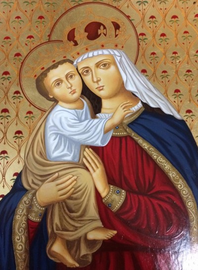 Mother of God with Jesus in a crown