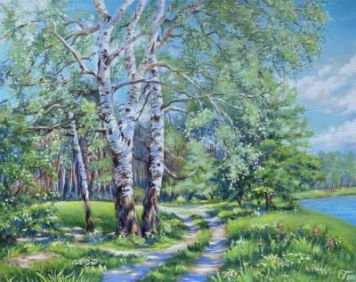 May in a birch grove