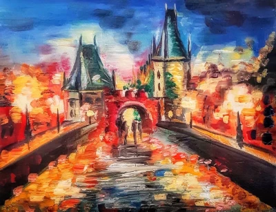 Ночная Прага. Карлов мост