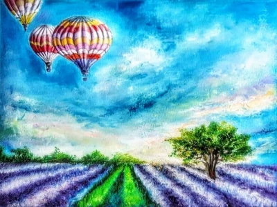 Воздушные шары над лавандовым полем